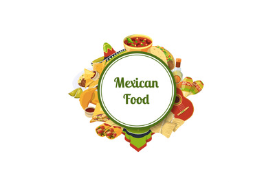 Vector cartoon mexican food elements with place for text