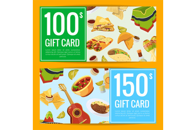 Vector cartoon mexican food discount or gift voucher