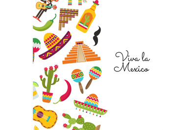 Vector flat Mexico background with place text