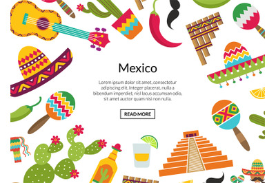 Vector flat Mexico attributes background place for text