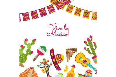 Vector flat Mexico attributes of set background