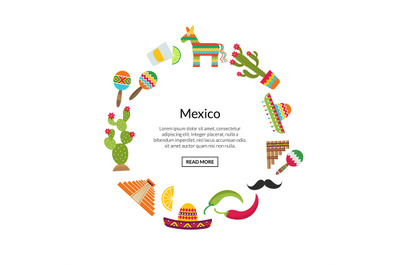 Vector flat Mexico attributes in circle shape