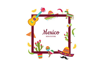 Vector flat Mexico attributes with place for text illustration