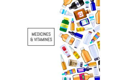 Vector color pharmacy medicine bottles background illustration