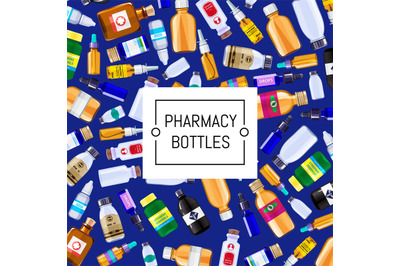 Vector pharmacy medicine bottles set background illustration