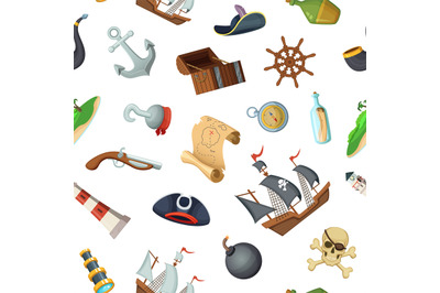 Vector cartoon sea pirates pattern or background illustration