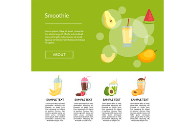 Vector flat color smoothie page template illustration