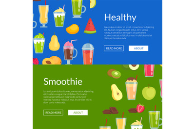 Vector flat smoothie elements web banner templates illustration