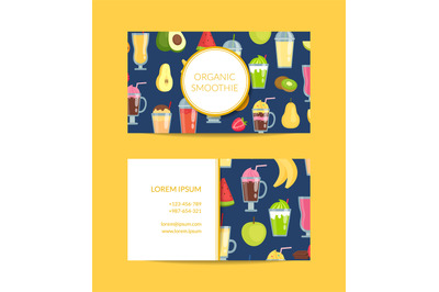 Vector flat smoothie elements business card template illustration