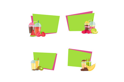 Vector flat smoothie stickers with place for text