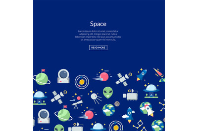 Vector flat space icons background with place for text illustration