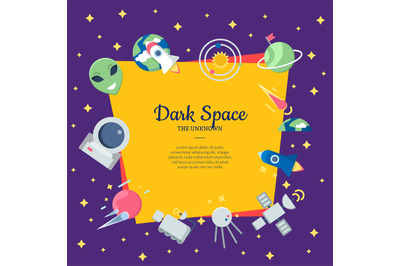 Vector flat space icons background with place for text illustration