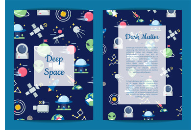 Vector flat space icons card or flyer illustration