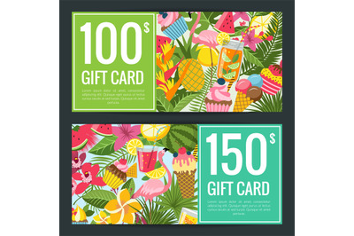 Vector summer cocktails palm leaves discount or gift