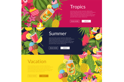 Vector flat summer &2C; cocktails&2C; flamingo&2C; palm banner