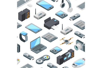 Vector isometric gadgets icons pattern or background illustration