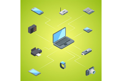 Vector isometric gadgets icons infographic concept illustration