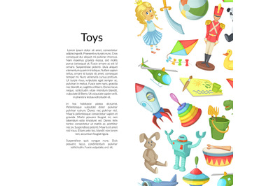 Vector cartoon children toys place for text