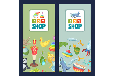 Vector cartoon children toys flyer illustration isolated