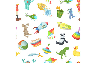 Vector cartoon children toys pattern or background illustration