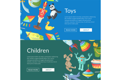 Vector cartoon children toys web banner templates illustration