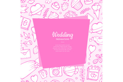 Vector doodle wedding with place for text