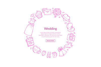 Vector doodle wedding with place for text illustration