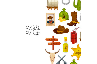 Vector cartoon wild west elements background with place for text illus