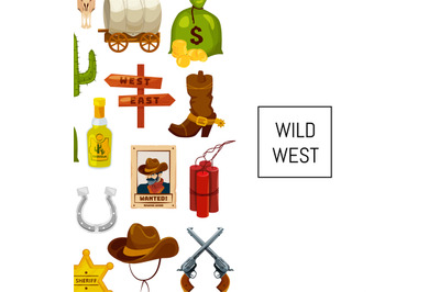 Vector cartoon wild west elements background with place for text illus