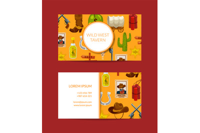 Vector cartoon wild west business card design