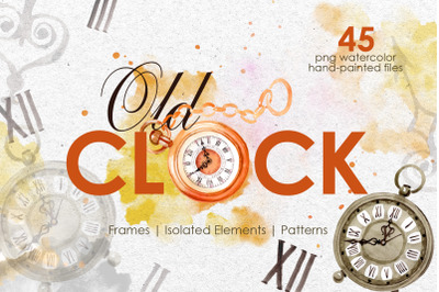 OLD CLOCK Watercolor png