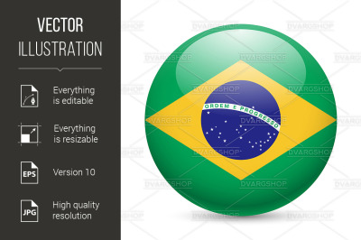 Round glossy icon of Brazil