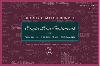 Foil Quill Mix &amp;amp;amp;amp; Match Sentiments Bundle | Single Line SVG DXF FCM EPS