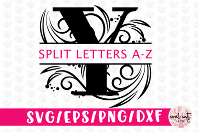 Floral Split Monogram Cut Files - Svg EPS DXF PNG File