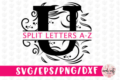Floral Split Alphabet Monogram - Svg EPS DXF PNG File