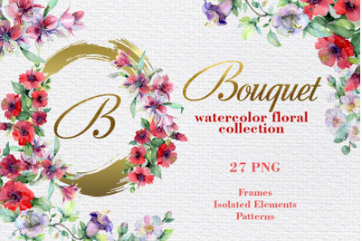 Bouquet of bright dreams watercolor png