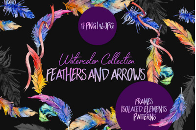 Feathers and arrows Watercolor png