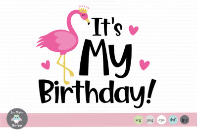 Flamingo Birthday svg, girls birthday svg