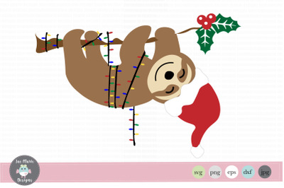 Christmas Sloth SVG, Christmas Sloth Clipart
