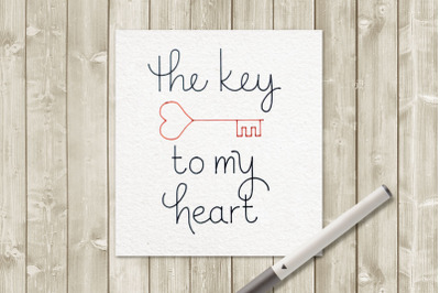 Key to my Heart Sketch for Pens | SVG | PNG | DXF