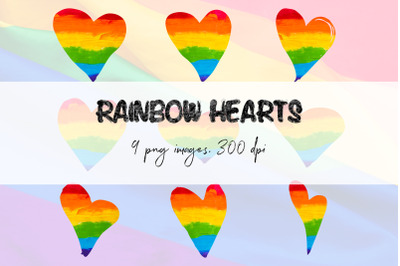 Rainbow Hearts Clipart