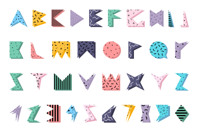 Color alphabet in memphis style.