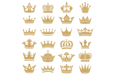 Gold crown silhouette. Royal crowns&2C; coronation king and luxury queen