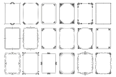 Decorative frames. Retro ornamental frame, vintage rectangle ornaments