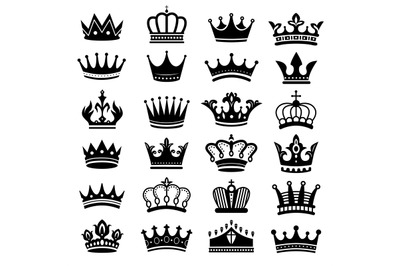 Royal crown silhouette. King crowns&2C; majestic coronet and luxury tiara