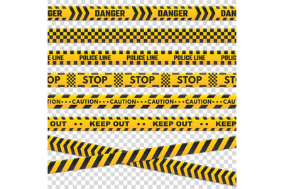 Caution perimeter stripes. Isolated black and yellow police line do no