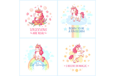 Fairy unicorn poster. Sweet rainbow magic unicorns from happy dreams p