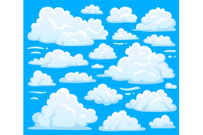 White cloud symbol for cloudscape background. Cartoon clouds symbols s