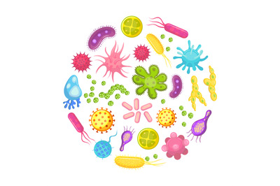 Microorganism, bacteria, virus cell, disease bacterium and fungi cells