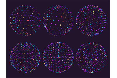 Science atom spheres, dots orbs or particles orbit. Geometry 3d grid s